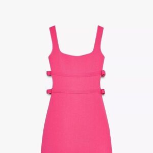 Zara Vibrant Pink Cutout Strap Mini Dress
